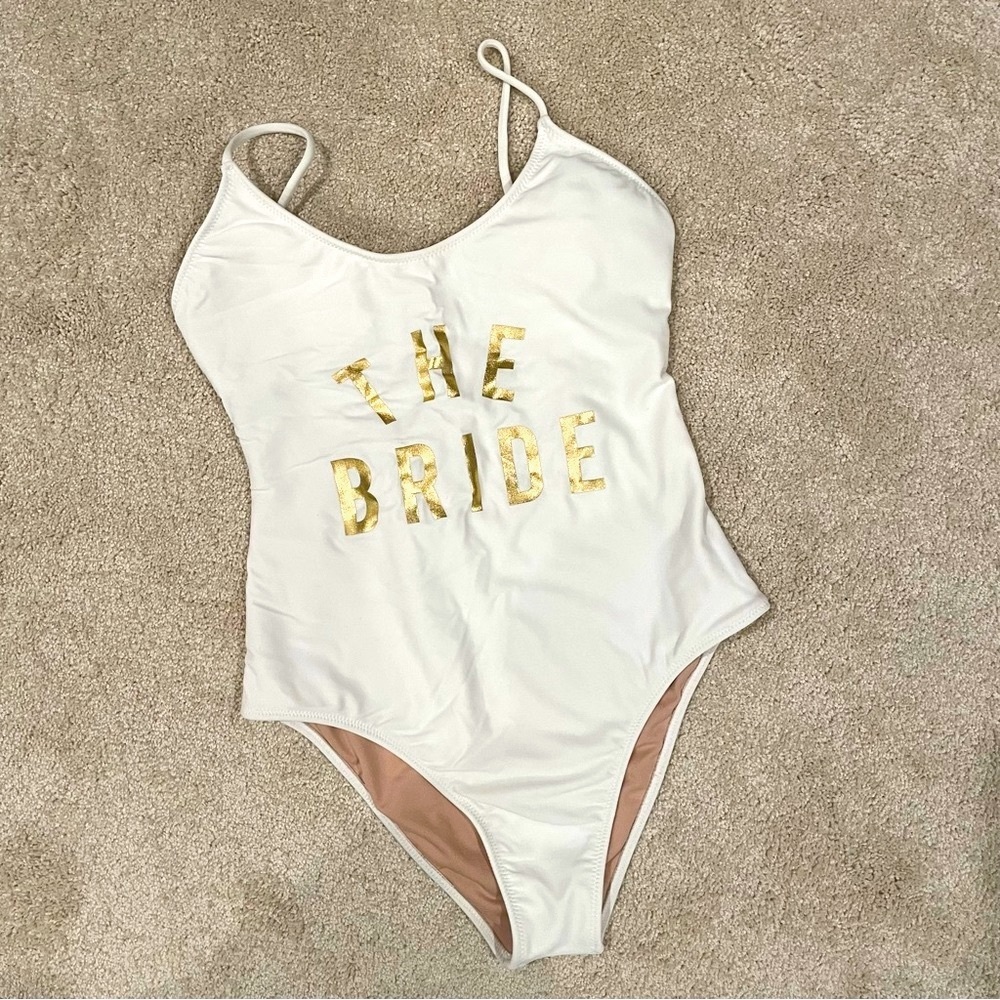 White Bridal One Piece Swimsuit, S